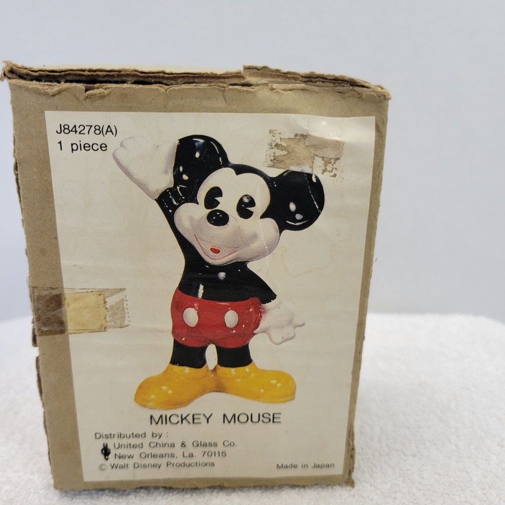 Vintage Disney Mickey Mouse Figurine Ceramic Waving Hand 4" Made In Japan NOB